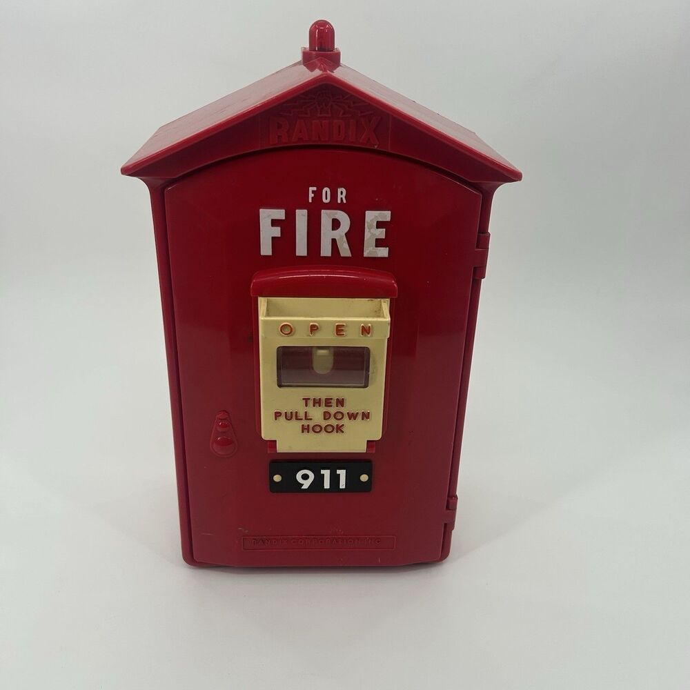 Vintage RANDIX FB-911 Fire Alarm Emergency Box Novelty Push Button Telephone Red